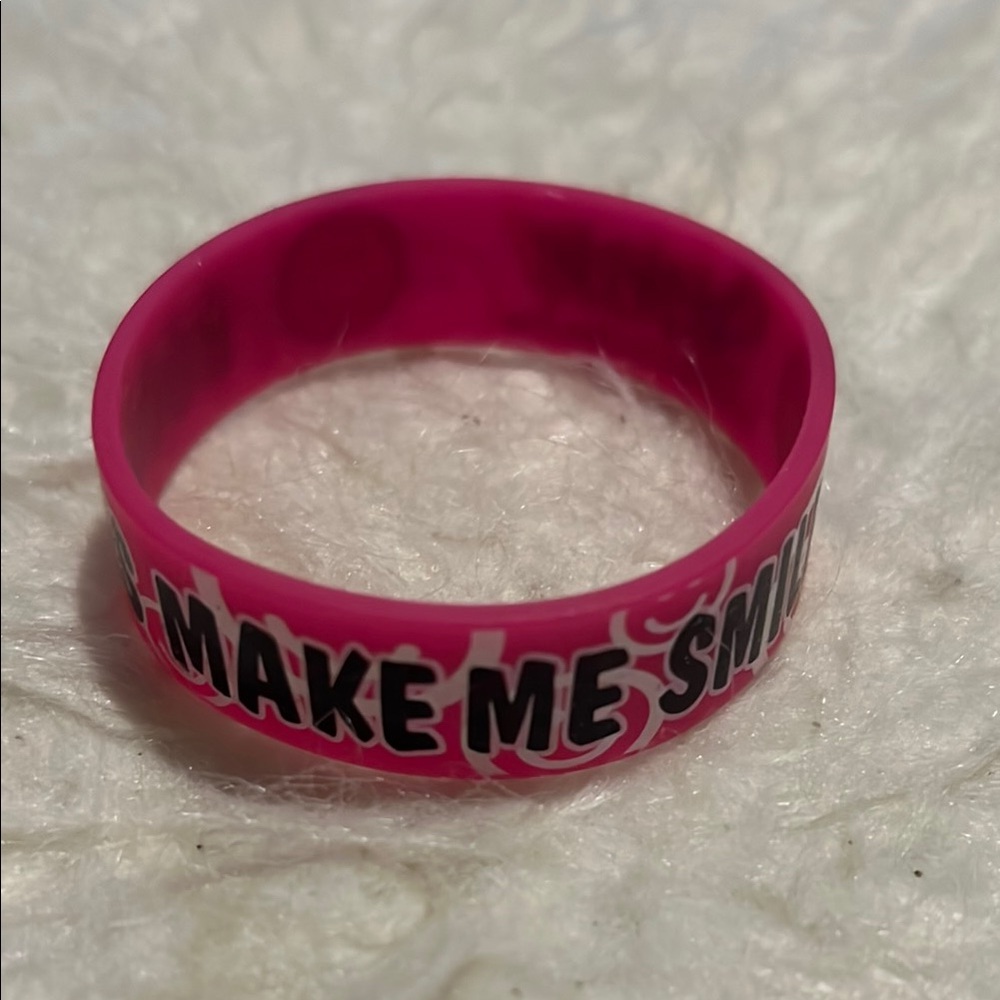 Pink 'Boobies Make Me Smile' Wristband